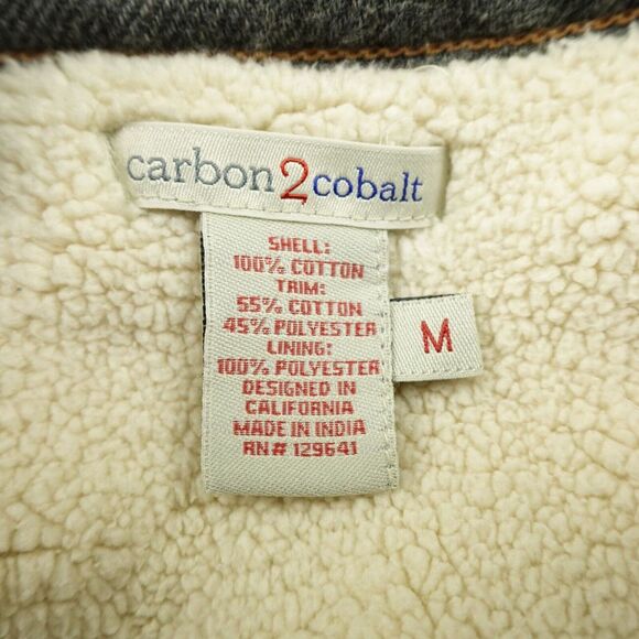 Carbon 2 Cobalt Jacket Mens Medium Blue Plaid Sherpa Lined Flannel Shacket Adult - Picture 3 of 12